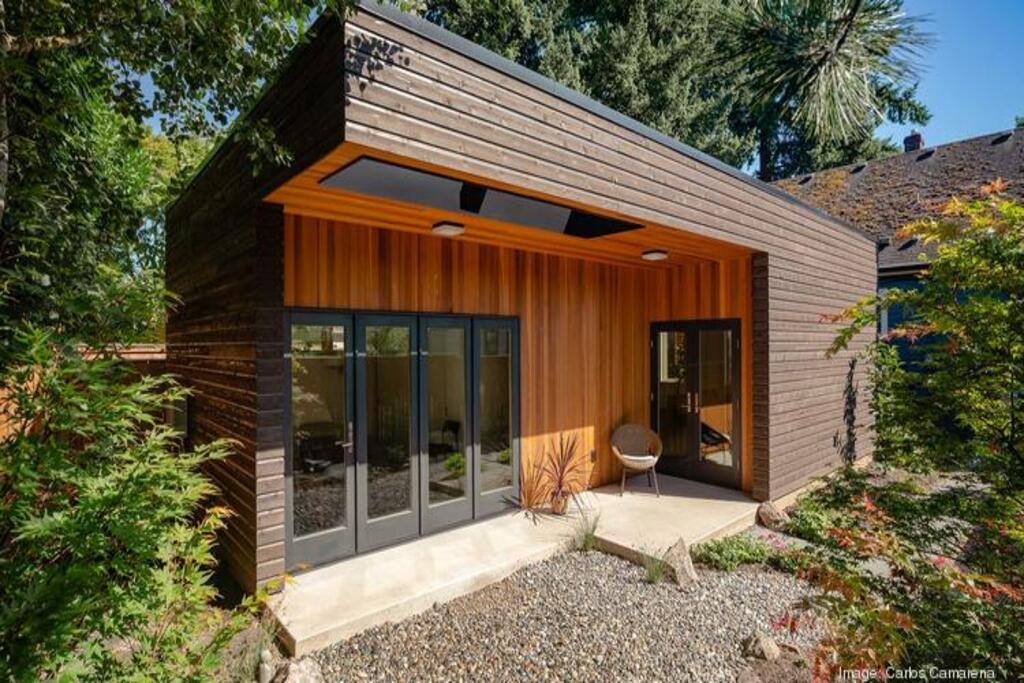 Detached ADU construction with landscaping